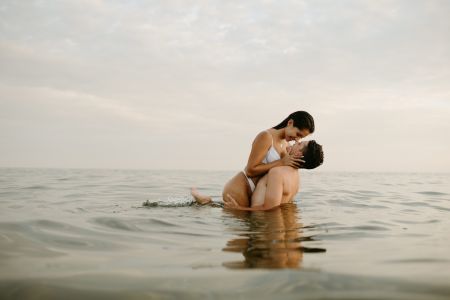 Private session couple moment by the water