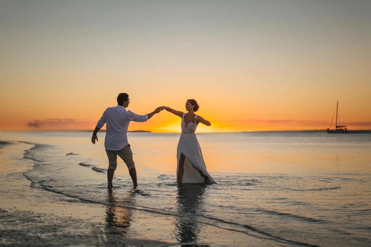 Sunset wedding photography at Honeymoon Island Florida