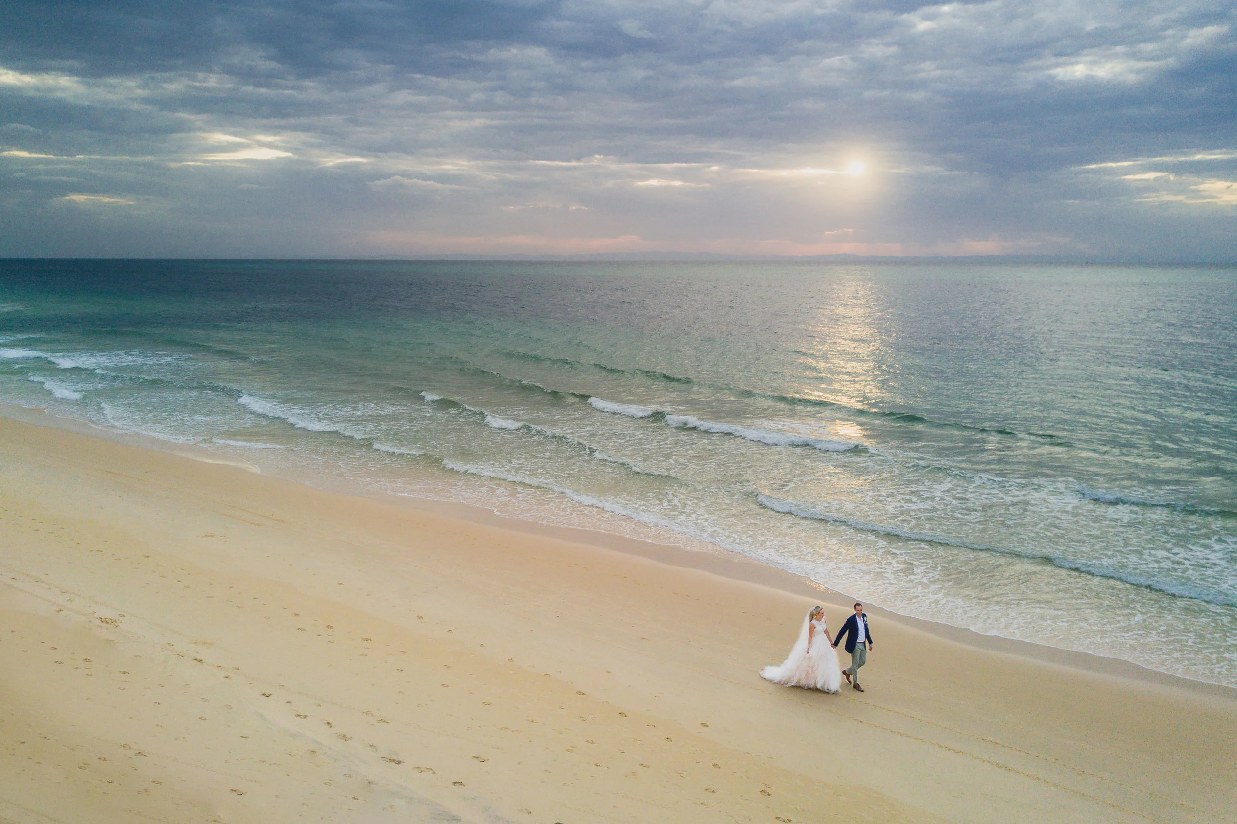 Jina and Chris during a private Gulf-front Airbnb wedding on Indian Rocks Beach