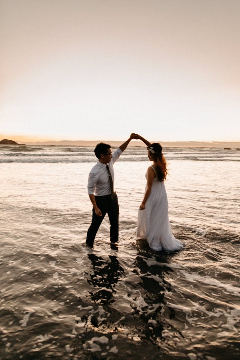 Clearwater Beach wedding ceremony arch with Gulf Coast sunset