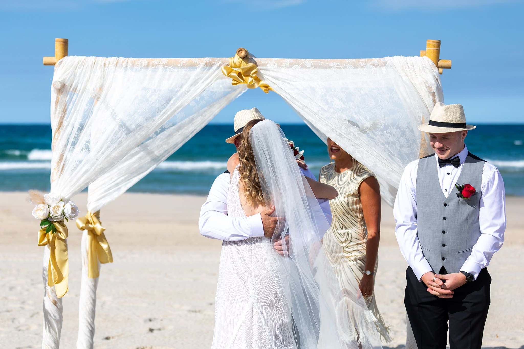 Family and guests gathered for Clearwater Beach wedding