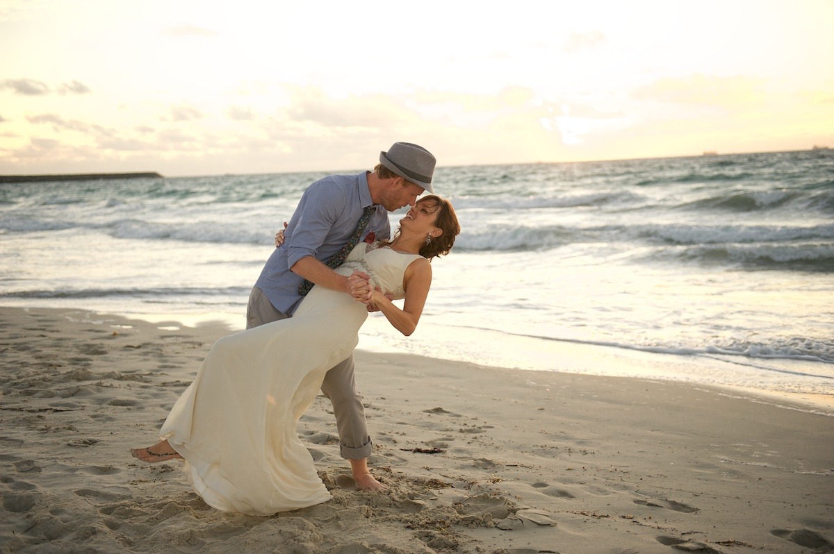 Wedding arch setup at Clearwater Beach for sunset ceremony