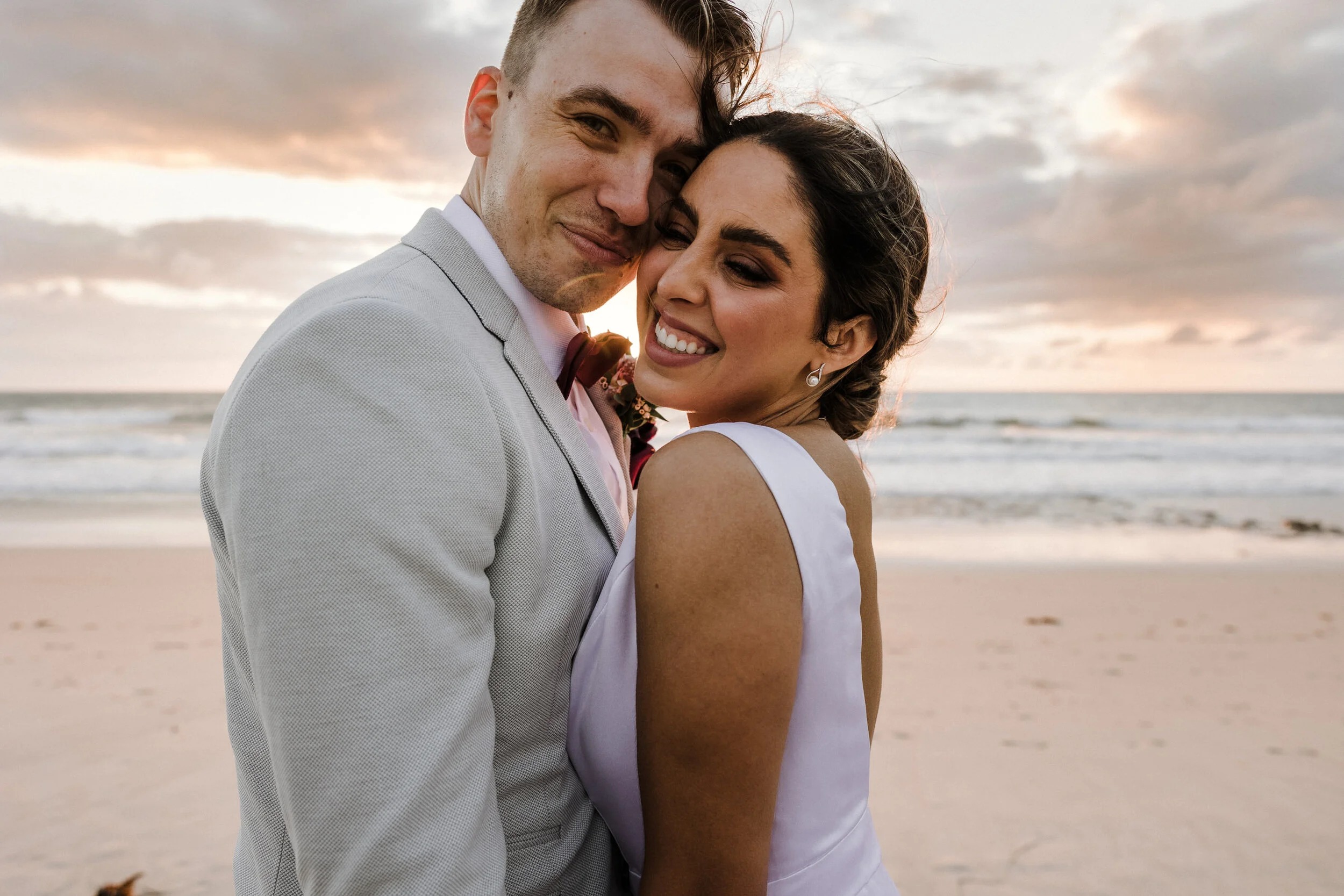 Bride and groom portrait at Clearwater Beach elopement