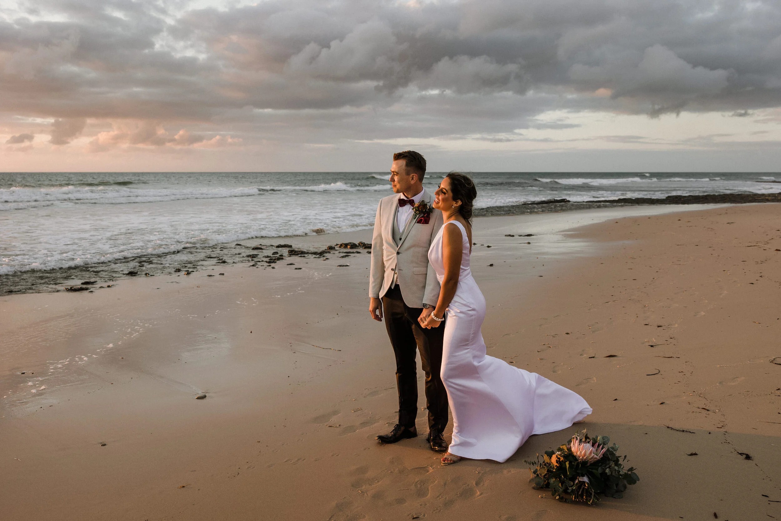 Elopement vows on Clearwater Beach at Gulf Coast sunset