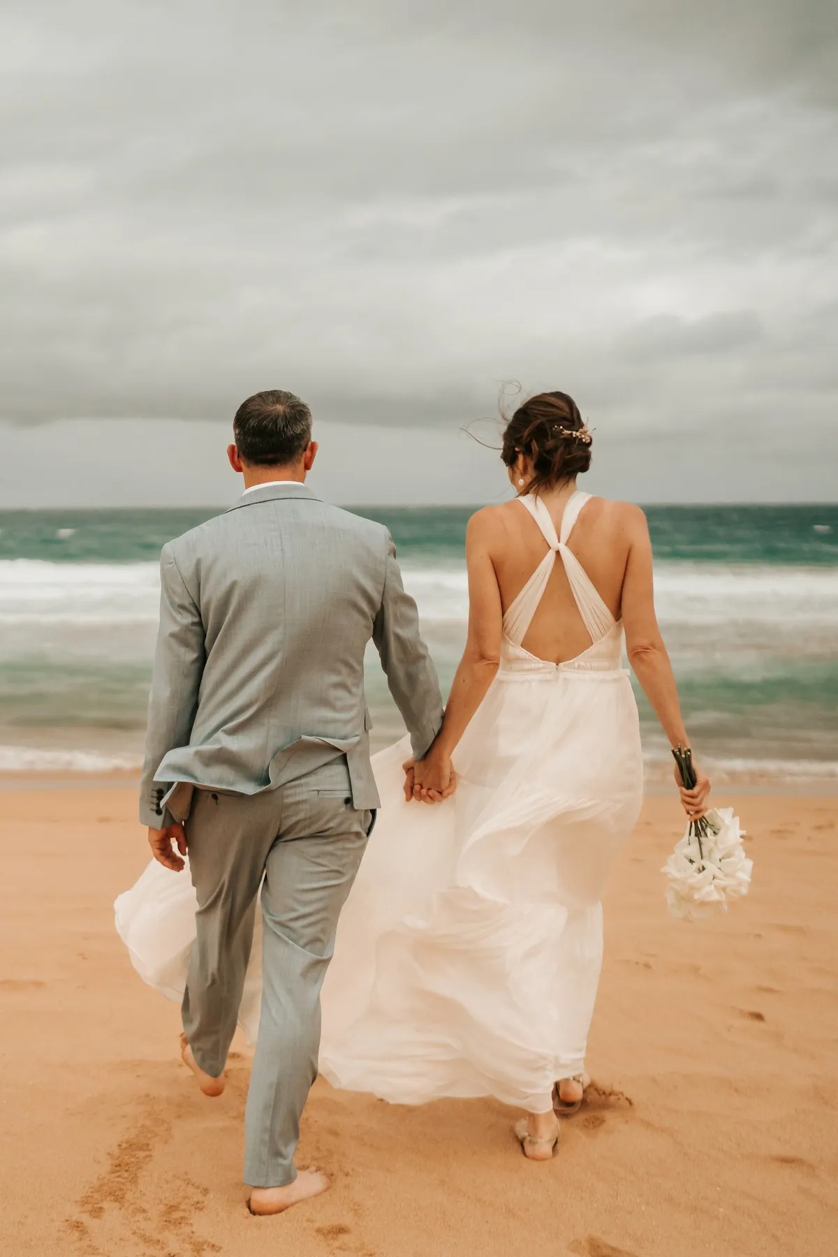 Final sunset portrait from Bean Point Beach wedding