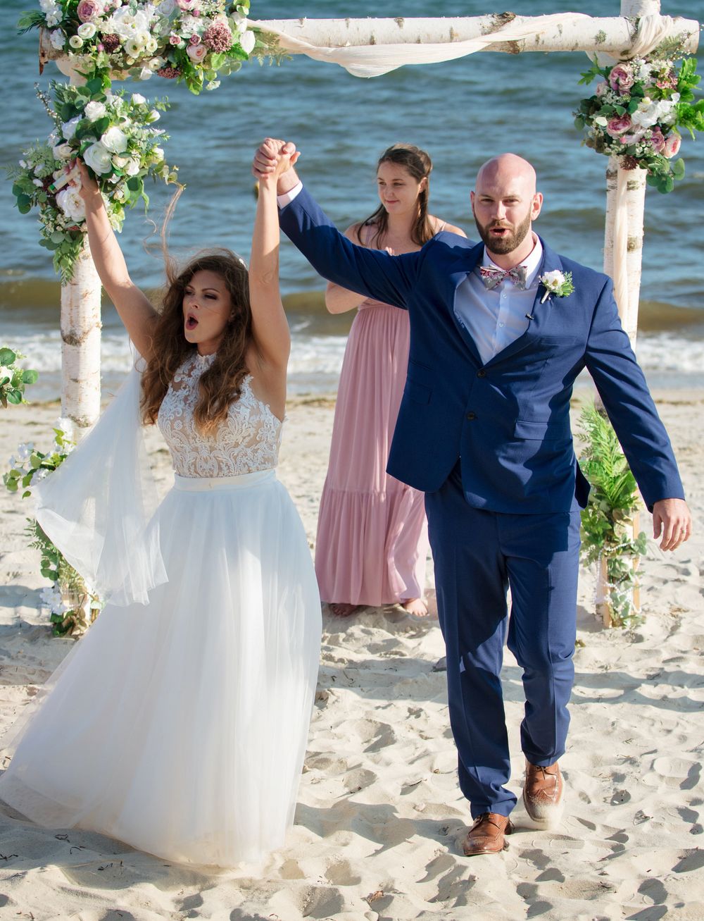Shoreline portraits at St. Pete Upham Beach wedding