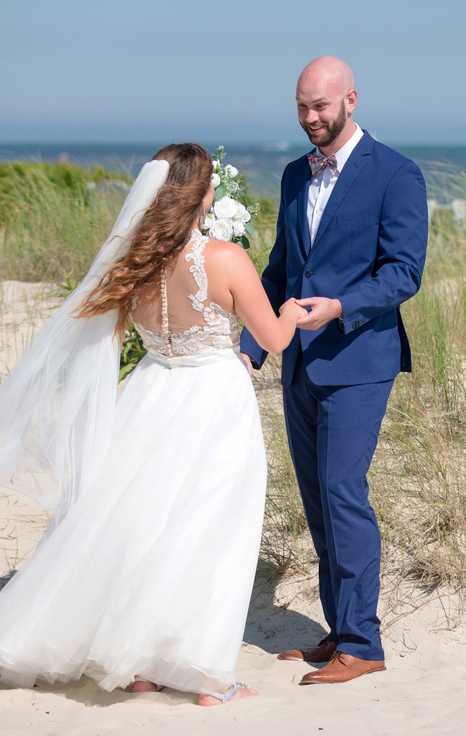 Upham Beach ceremony portrait with Gulf Coast backdrop
